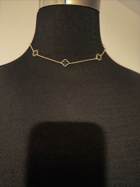 Gold Clover Link Choker Necklace - Women Jewelry